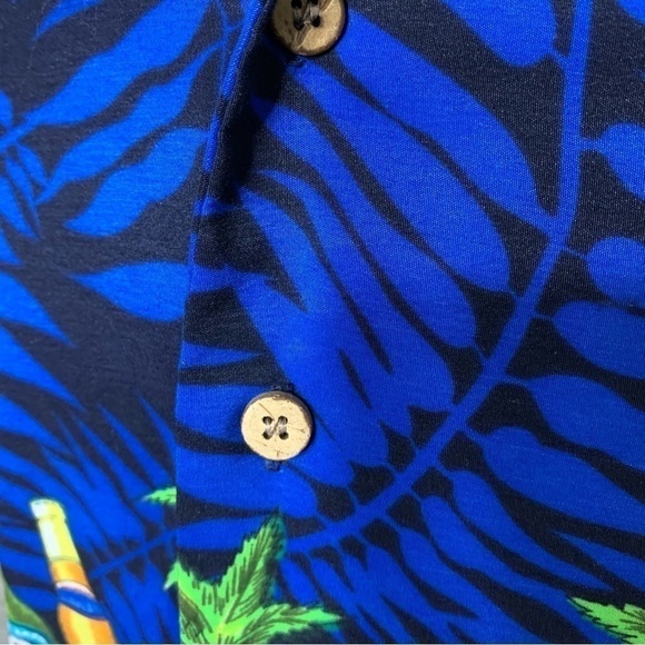 Maui Hawaii Vintage Blue Black Tropical Casual Button Up Shirt Drinks Prints S - Picture 5 of 11